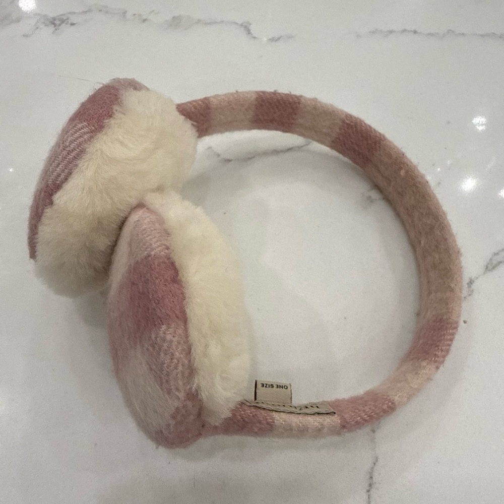 Burberry Pink and Cream Check Earmuffs